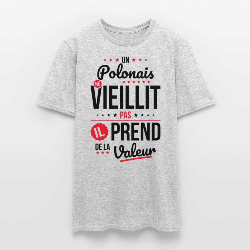T-shirt Homme - Un Polonais ne vieillit pas - gris chiné