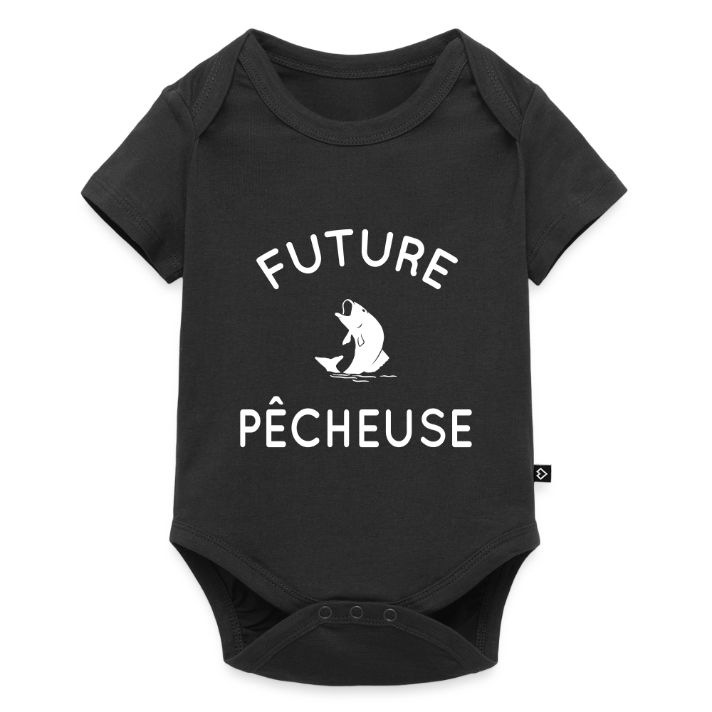Body Bébé bio manches courtes - Future pêcheuse - noir