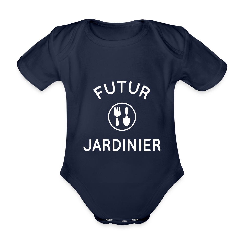 Body Bébé bio manches courtes - Futur jardinier - marine foncé
