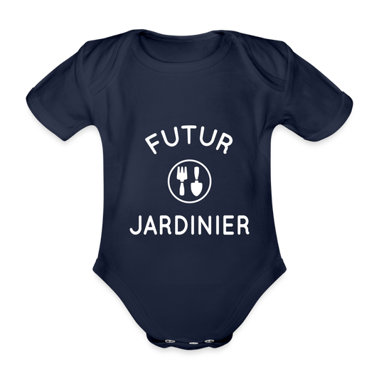 Body Bébé bio manches courtes - Futur jardinier - marine foncé
