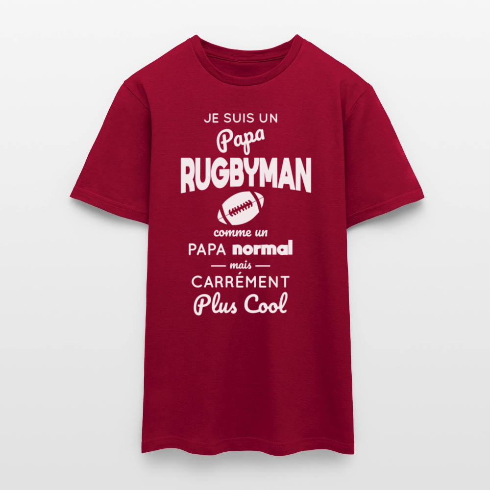 T-shirt Homme - Papa rugbyman plus cool - rouge brique