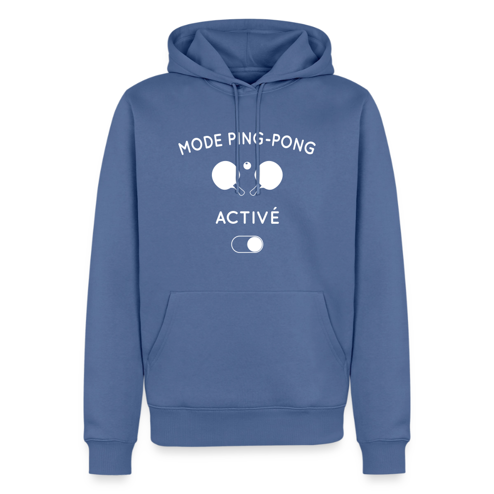 Sweat à capuche Premium Homme - Mode ping-pong activé - bleu pigeon