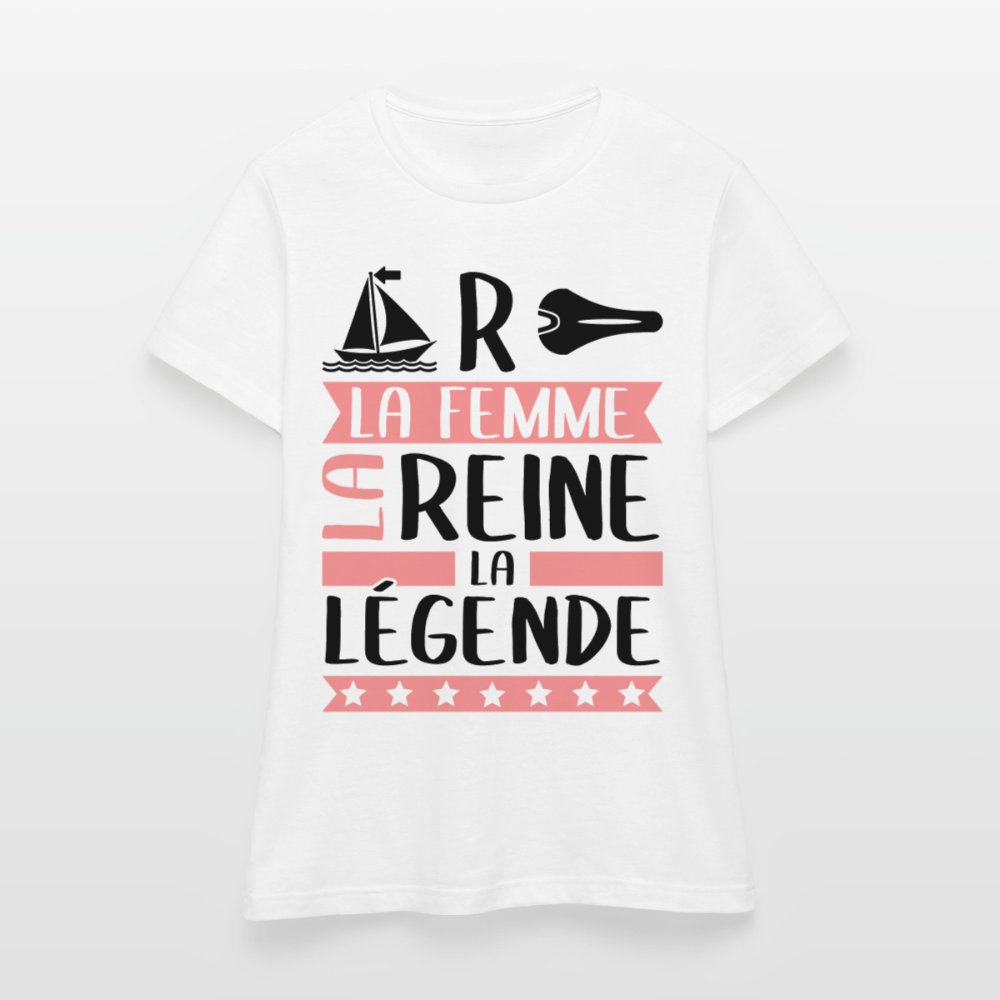 T-shirt femme coloris clair Marcelle rébus – La Femme, la reine, la légende - blanc