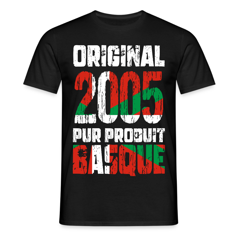 T-shirt Homme - Anniversaire 20 Ans - Original 2005 - Pur produit Basque - noir