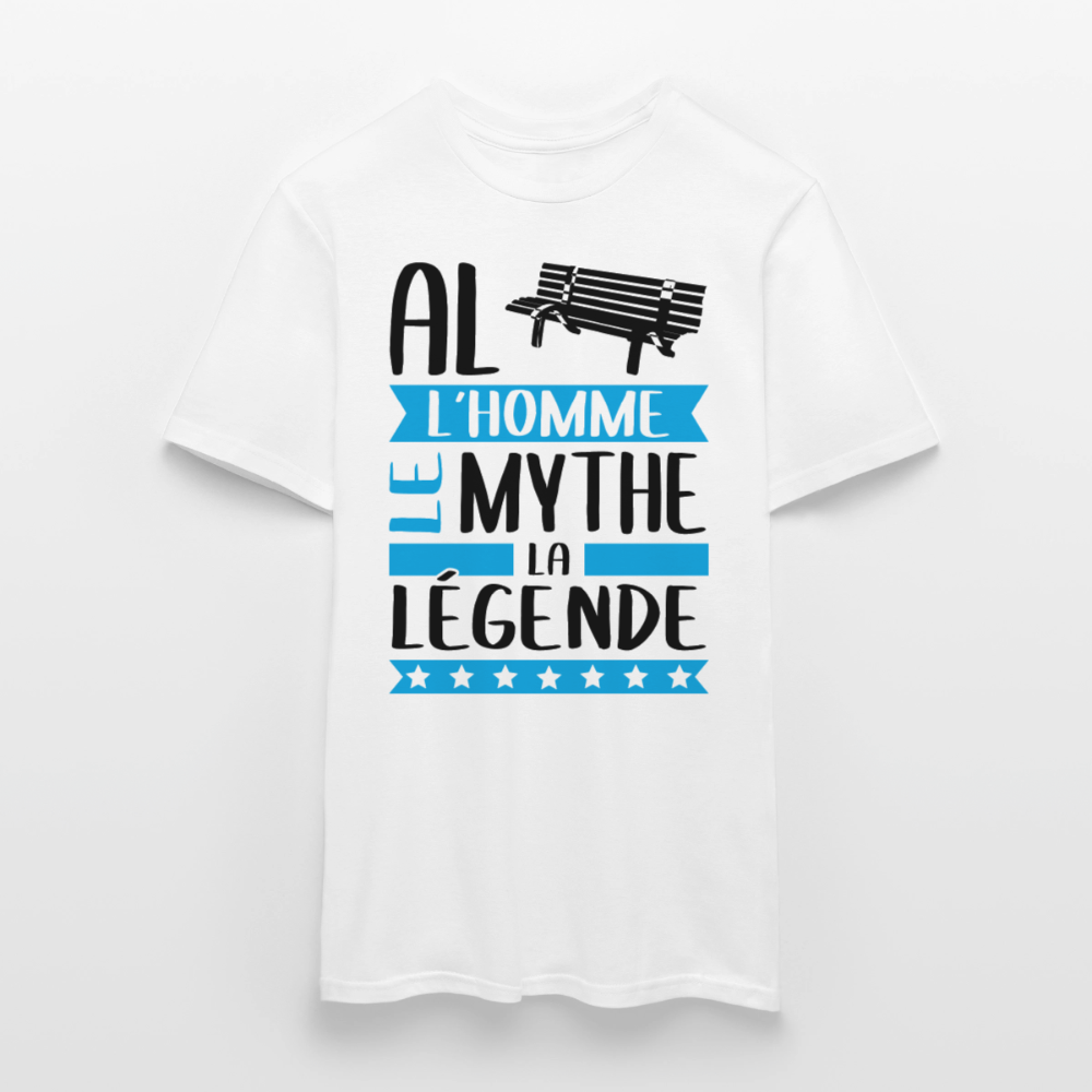 T-shirt homme coloris clair Alban rébus – L’homme, le mythe, la légende - blanc