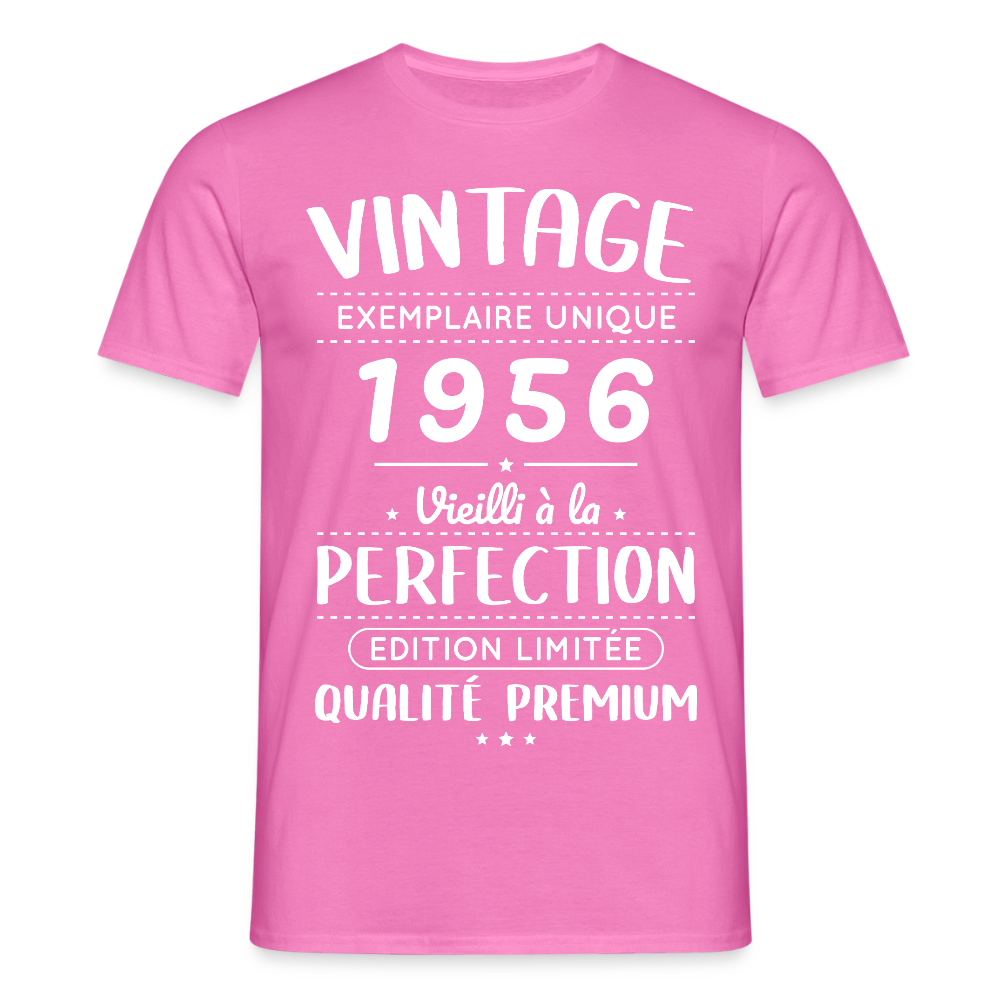 T-shirt anniversaire homme 70 ans – Vintage 1956 – Perfection - rose
