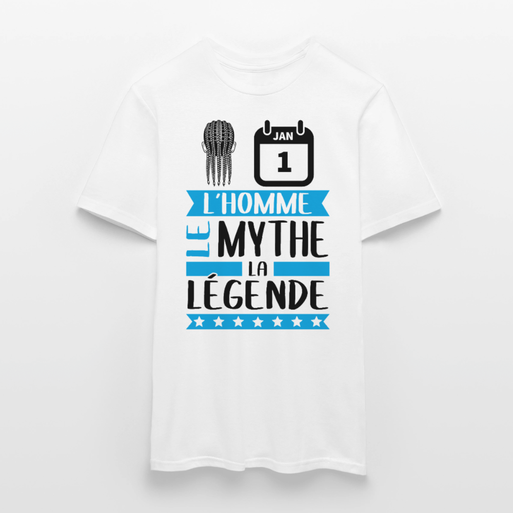 T-shirt homme coloris clair Nathan en rébus – L’homme, le mythe, la légende - blanc
