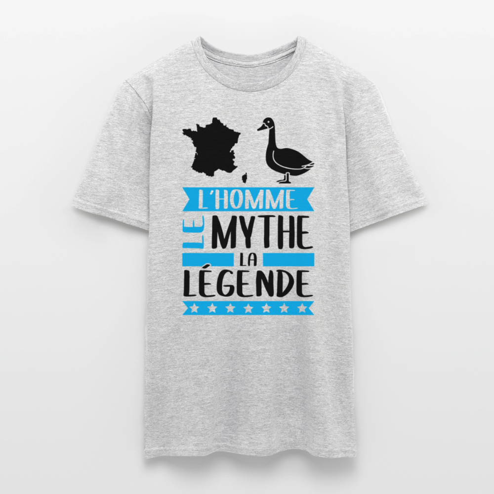 T-shirt homme coloris clair François en rébus – L’homme, le mythe, la légende - gris chiné
