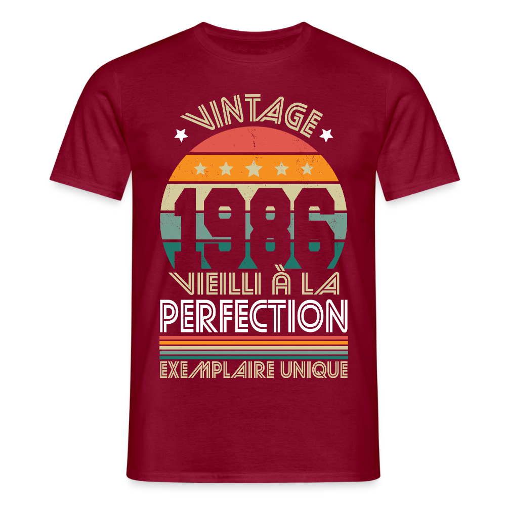 T-shirt anniversaire homme 40 ans – Vintage 1986 - Exemplaire unique - rouge brique