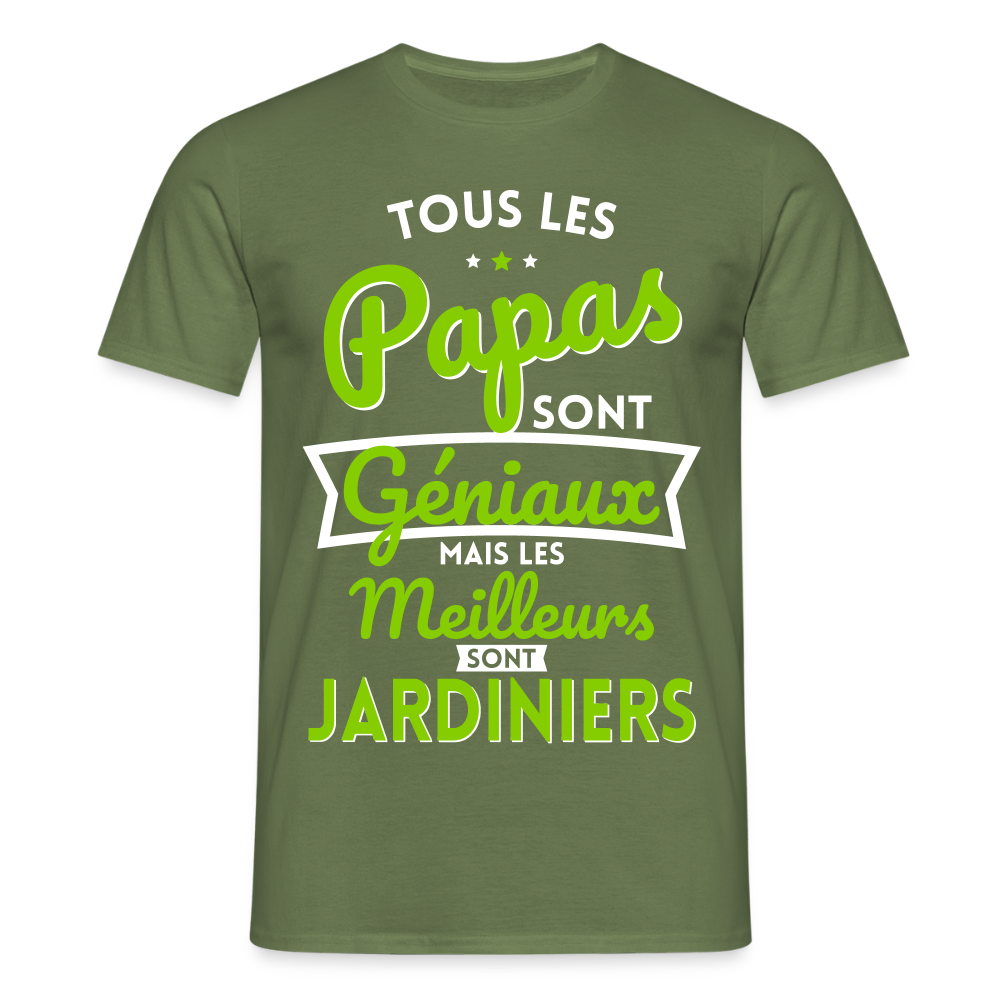 T-shirt Homme - Papas géniaux - Les meilleurs sont jardiniers - vert militaire