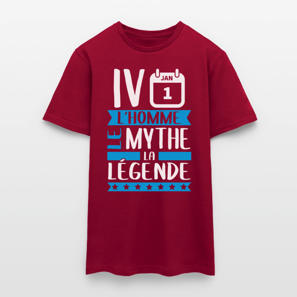 T-shirt homme Yvan rébus – L’homme, le mythe, la légende - rouge brique