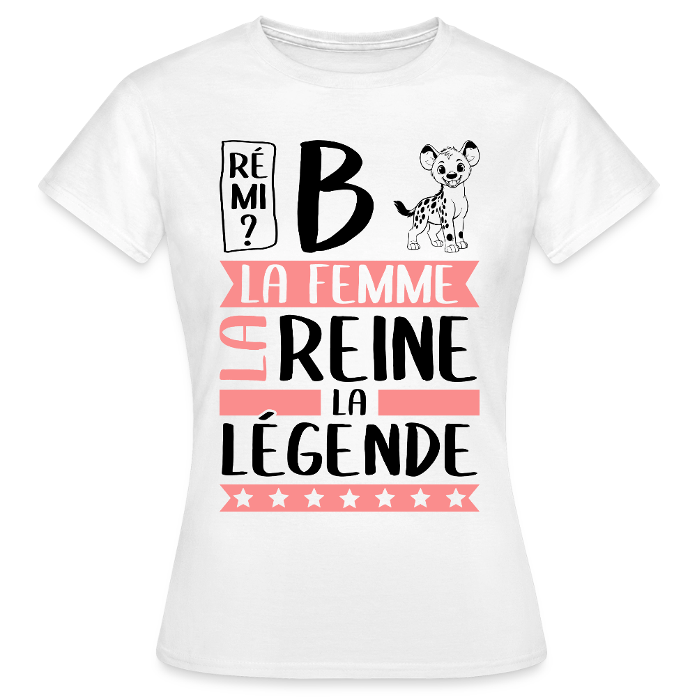 T-shirt femme coloris clair Fabienne rébus – La femme, la reine, la légende - blanc