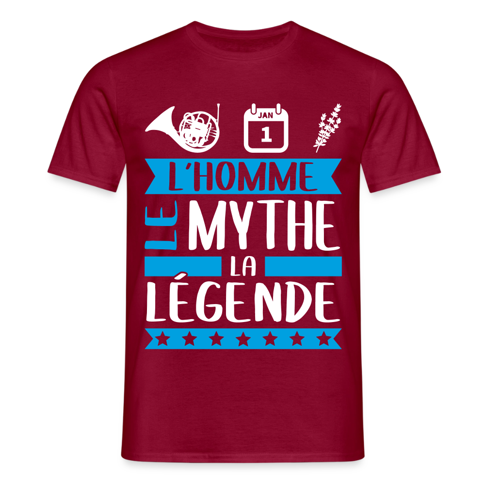 T-shirt homme Corentin rébus – L’homme, le mythe, la légende - rouge brique