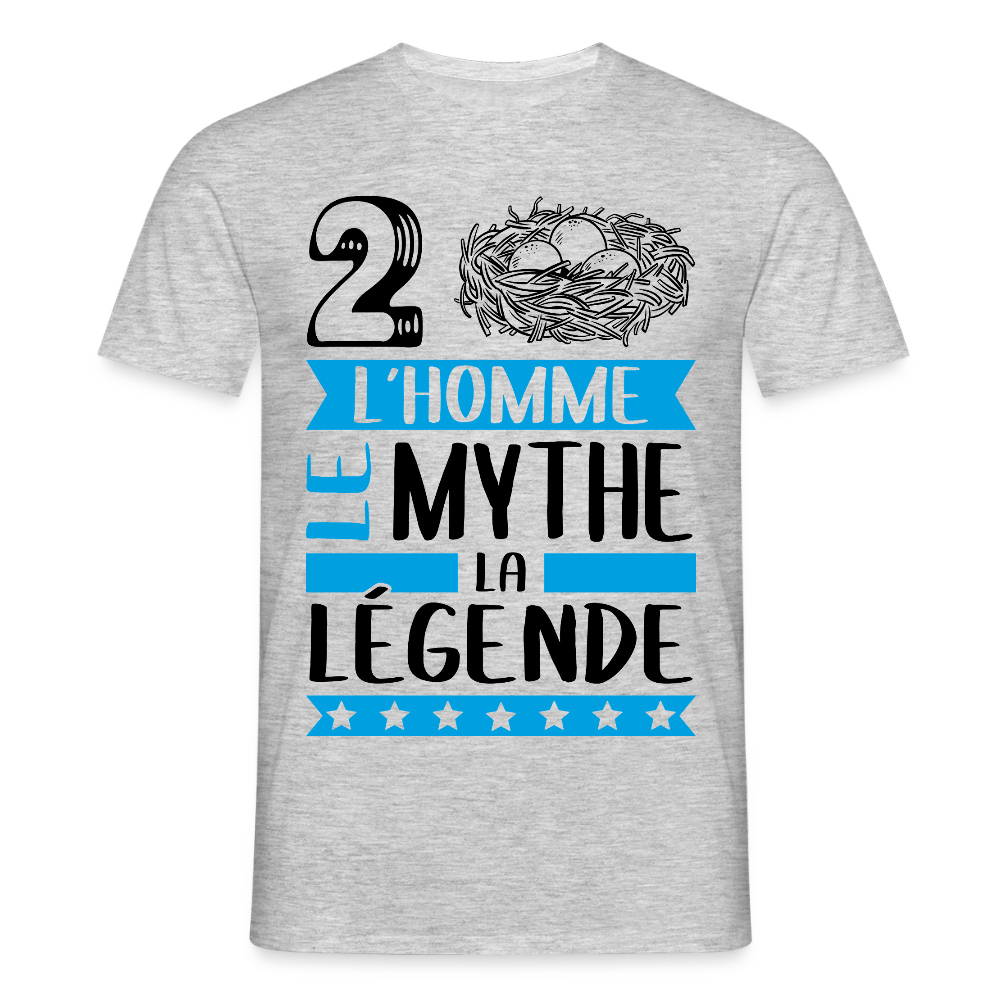 T-shirt homme coloris clair Denis rébus – L’homme, le mythe, la légende - gris chiné