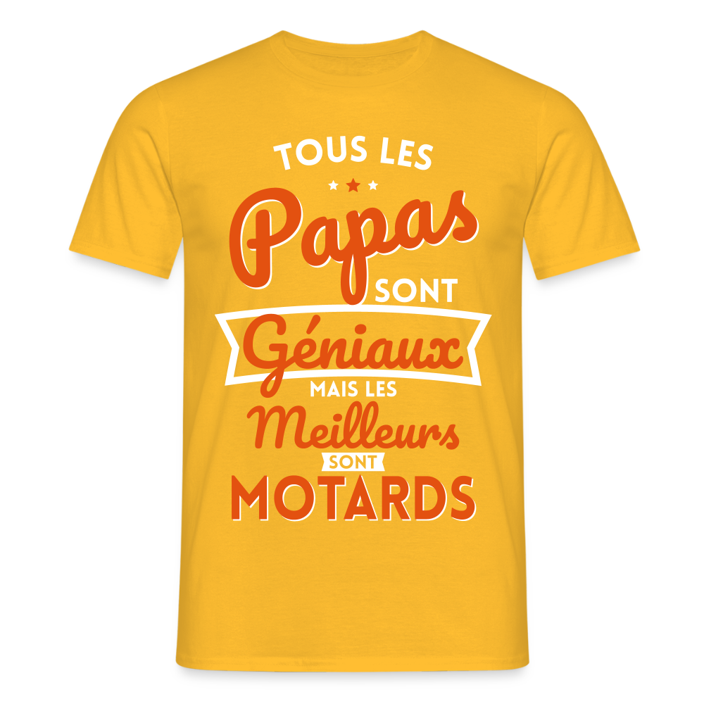 T-shirt Homme - Papas géniaux - Les meilleurs sont motards - jaune