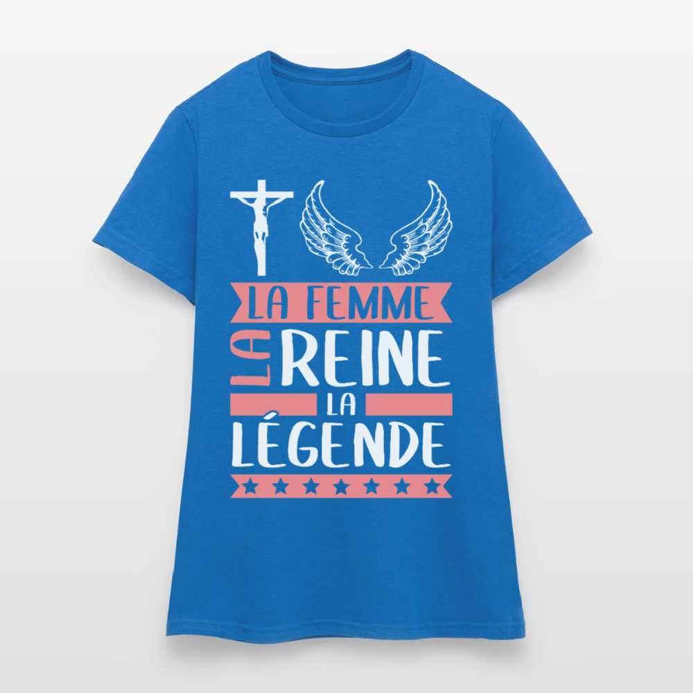 T-shirt femme Christelle rébus – La femme, la reine, la légende - bleu royal