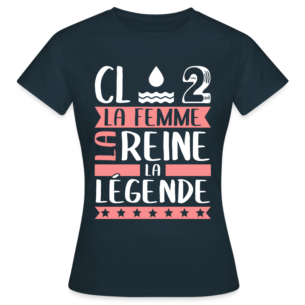 T-shirt femme Claude rébus – La femme, la reine, la légende - marine