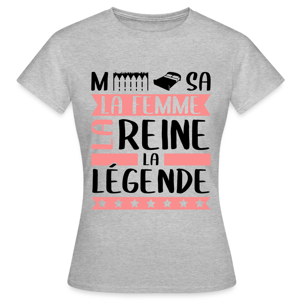 T-shirt femme coloris clair Mélissa rébus – La femme, la reine, la légende - gris chiné