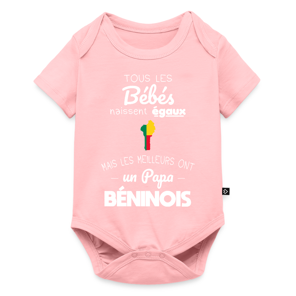 Body Bébé bio manches courtes - Les Meilleurs Ont Un Papa Béninois - rose