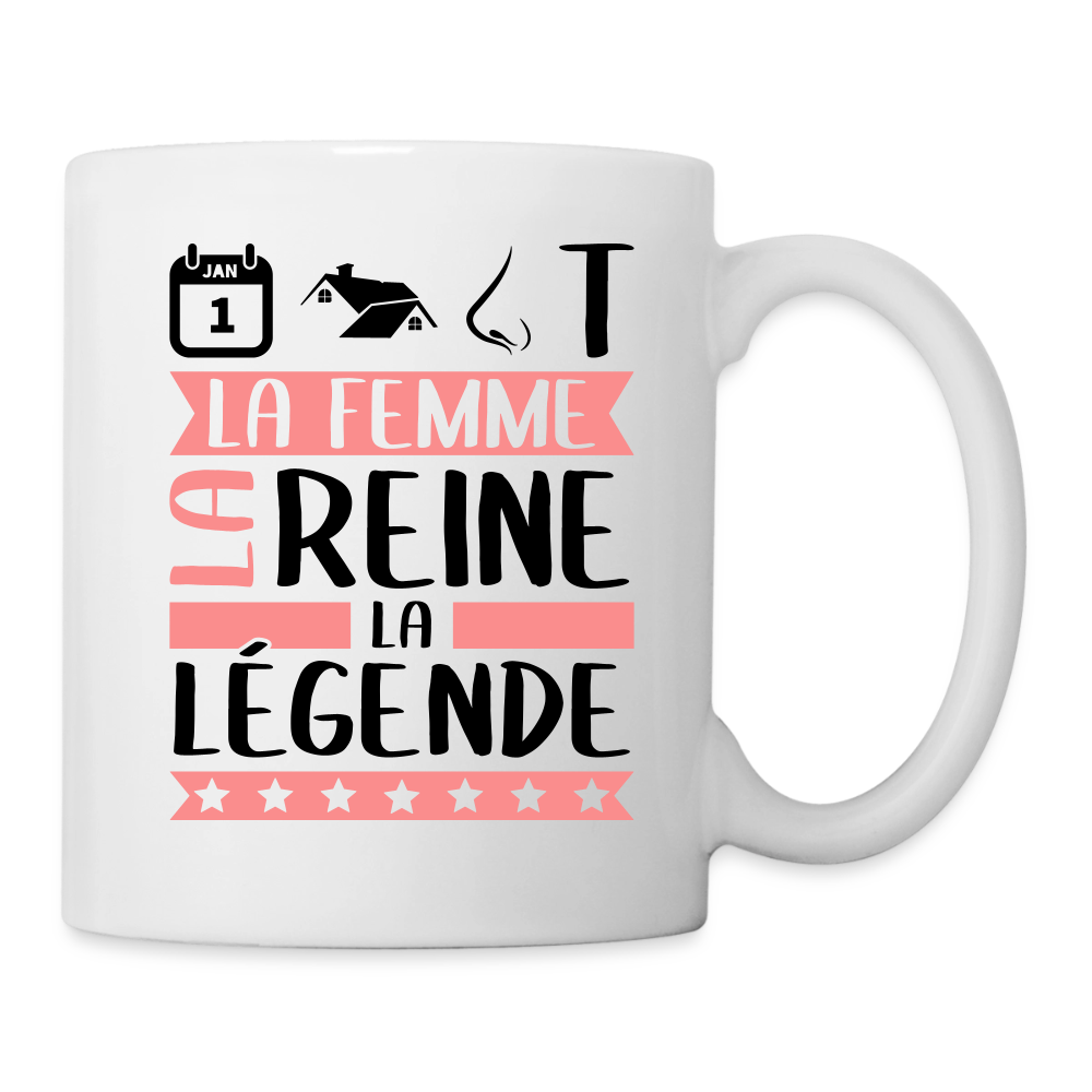 Mug blanc Antoinette rébus – fLa femme, la reine, la légende - blanc