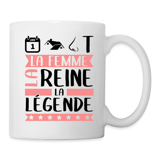 Mug blanc Antoinette rébus – fLa femme, la reine, la légende - blanc