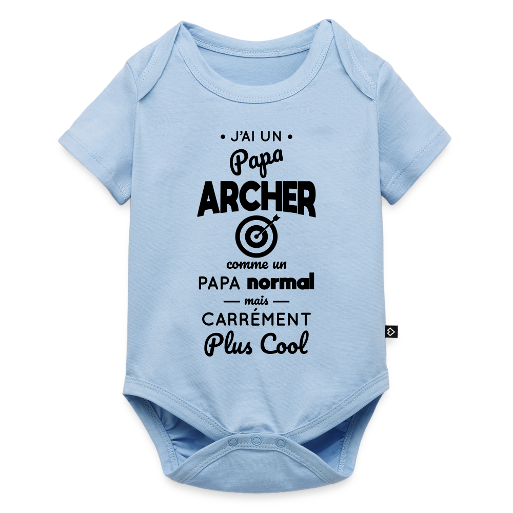 Body Bébé bio manches courtes - J'ai un papa archer - bleu clair