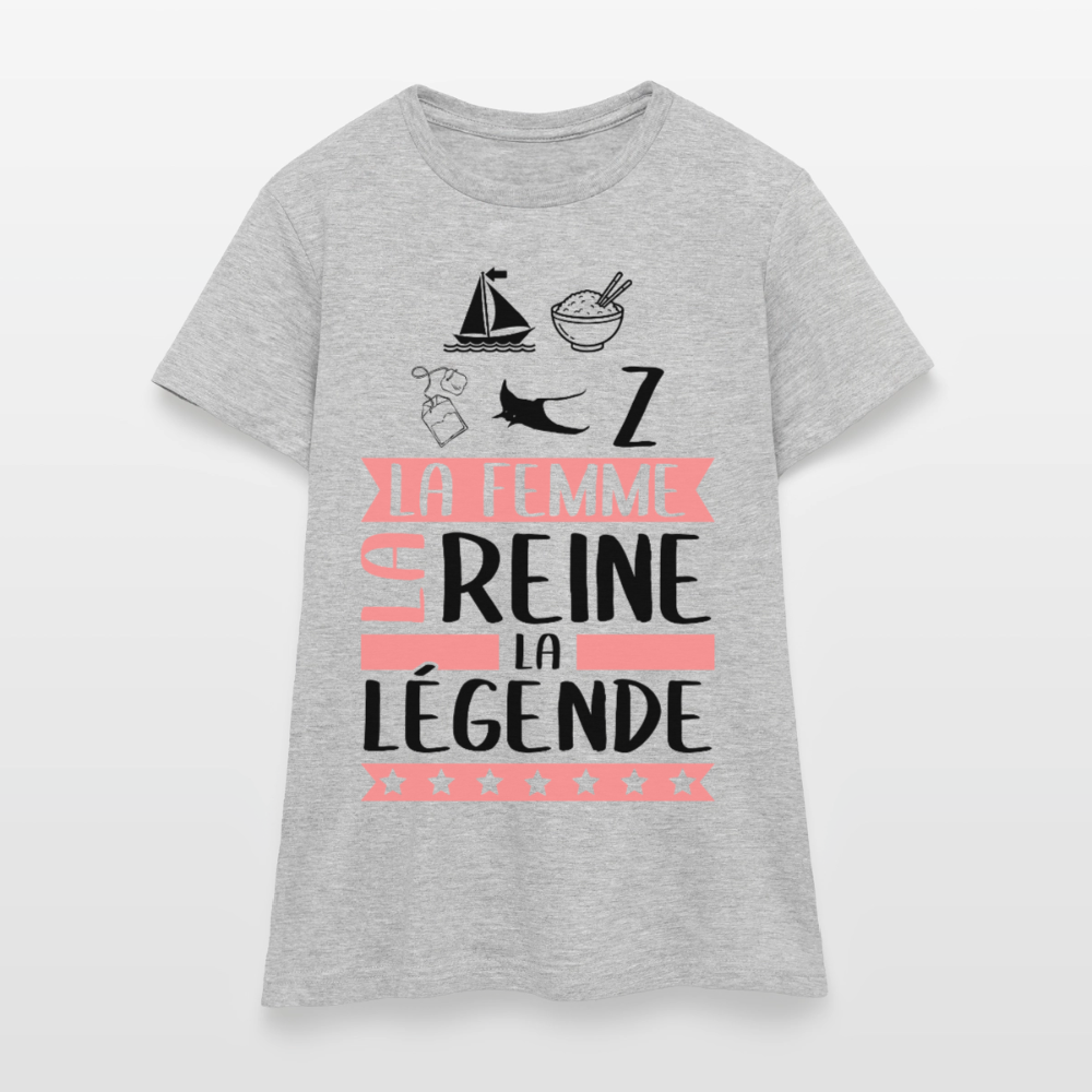 T-shirt femme coloris clair Marie-Thérèse rébus – La Femme, la reine, la légende - gris chiné