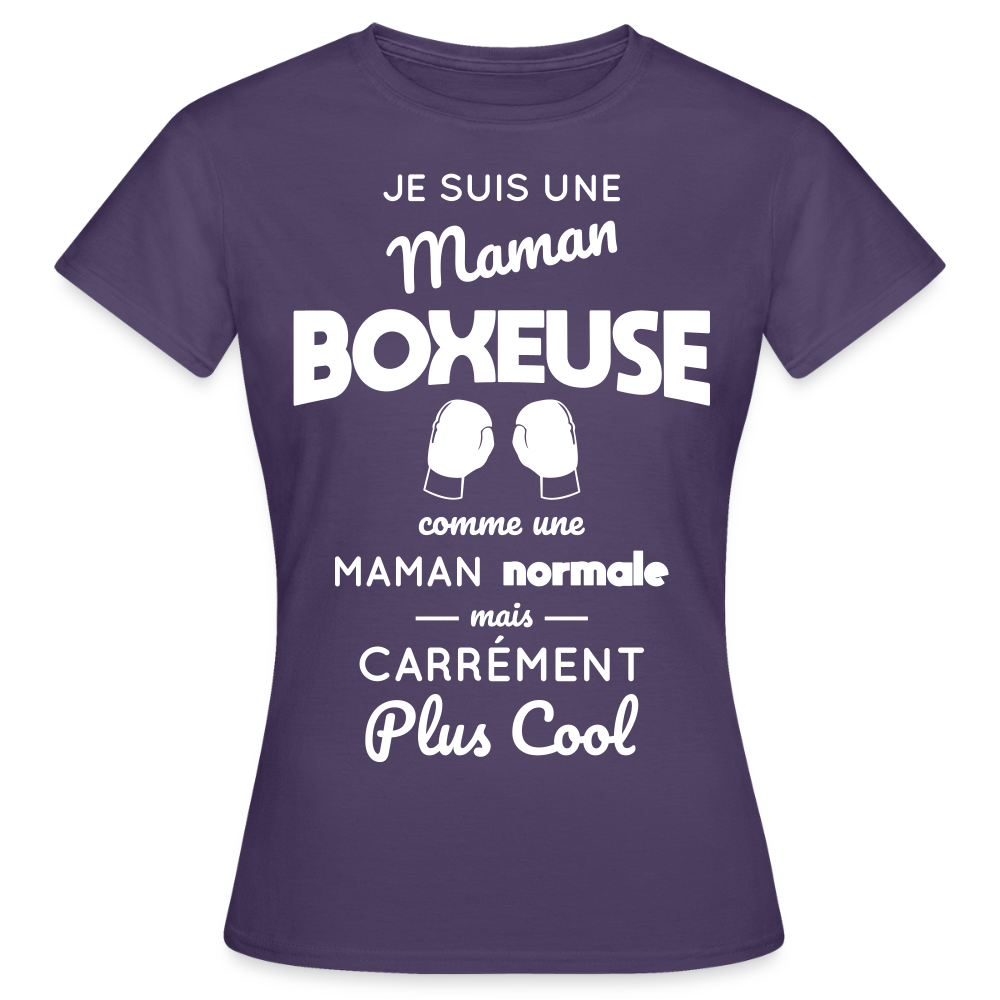 T-shirt Femme - Maman boxeuse plus cool - violet foncé