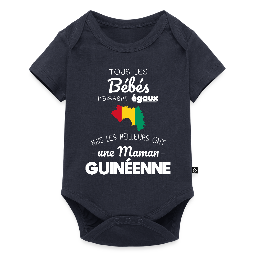 Body Bébé bio manches courtes - Les Meilleurs Ont Une Maman Guinéenne - bleu marine