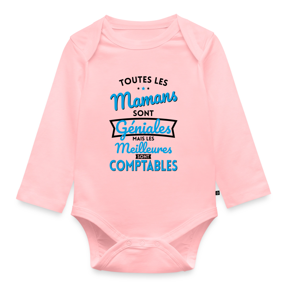 Body Bébé bio manches longues - Mamans géniales - Les meilleures sont comptables - rose
