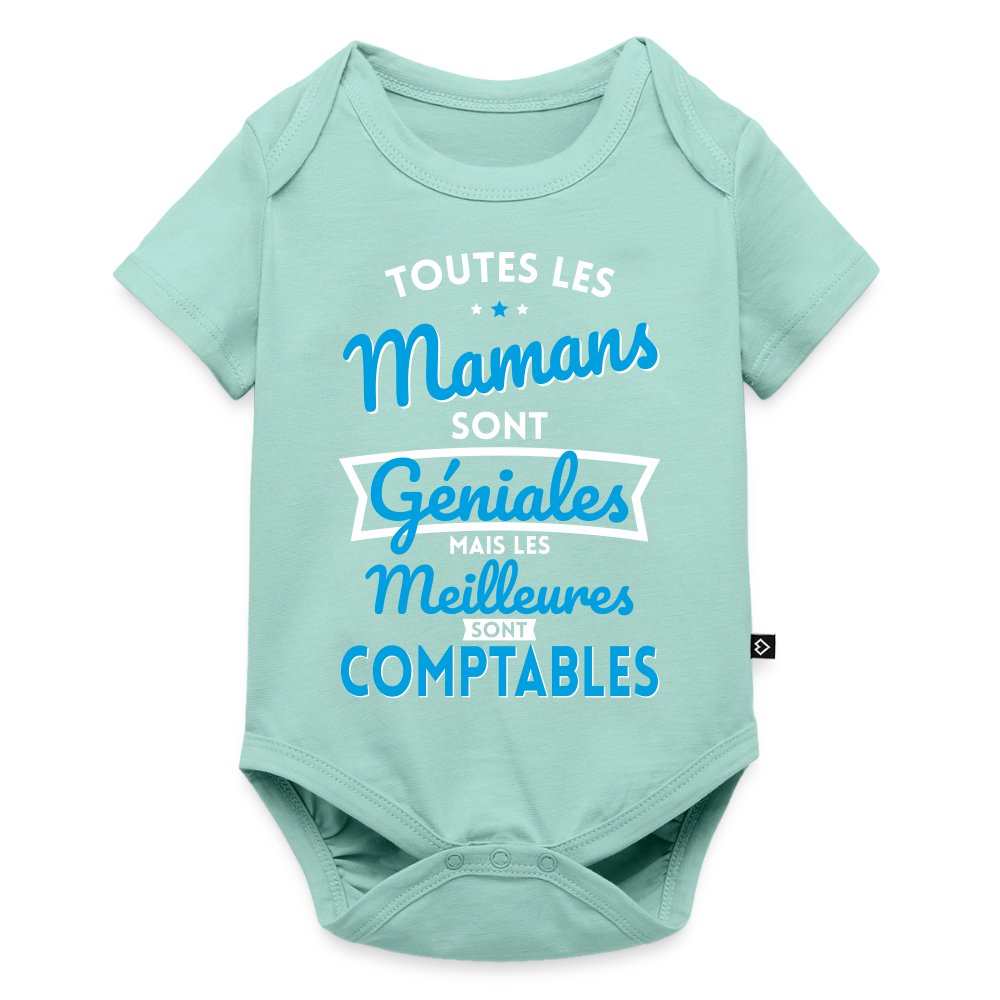 Body Bébé bio manches courtes - Mamans géniales - Les meilleures sont comptables - menthe 