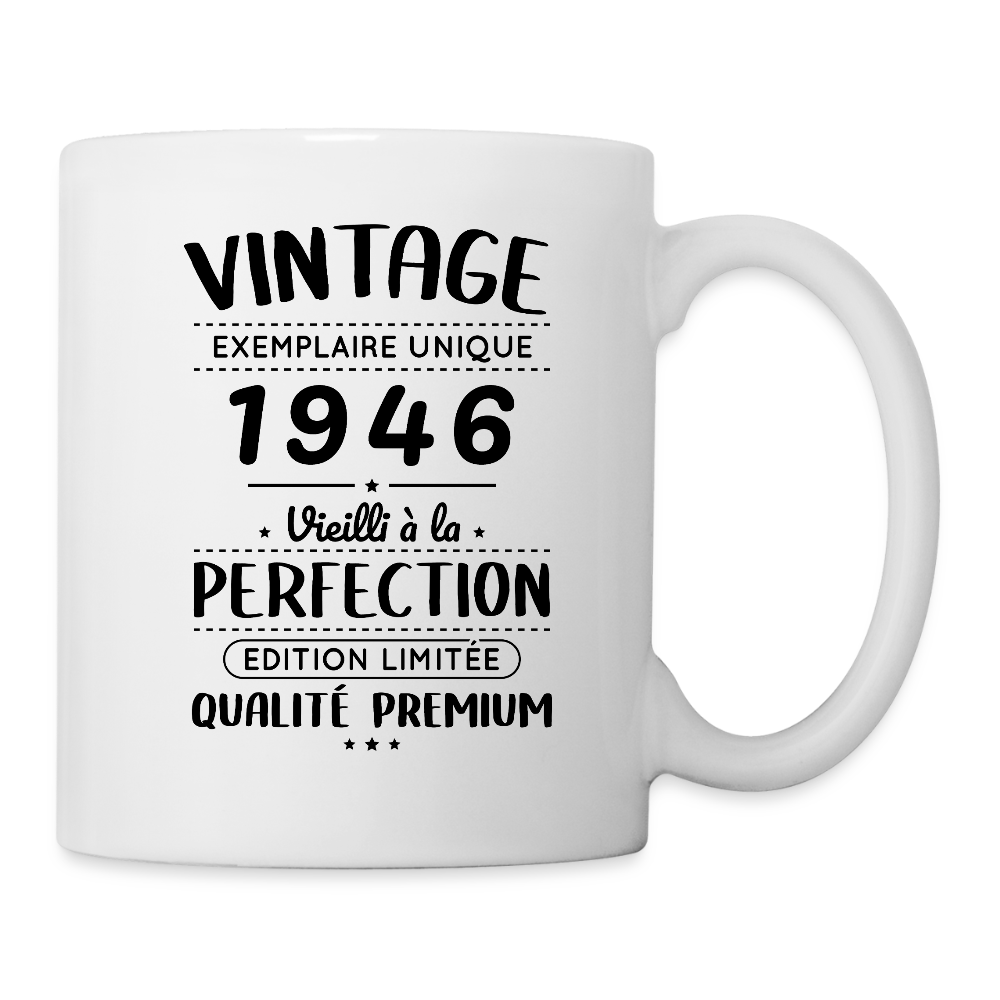 Mug blanc anniversaire homme 80 ans – Vintage 1946 – Perfection - blanc