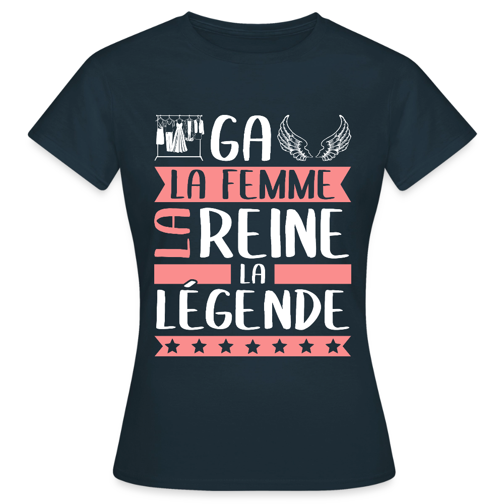T-shirt femme Abigaëlle rébus – La femme, la reine, la légende - marine