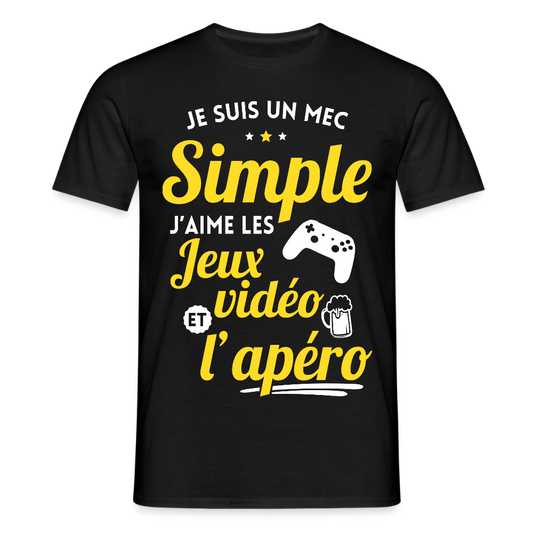 T-shirt Homme - J'aime les jeux vidéo et l'apéro - noir