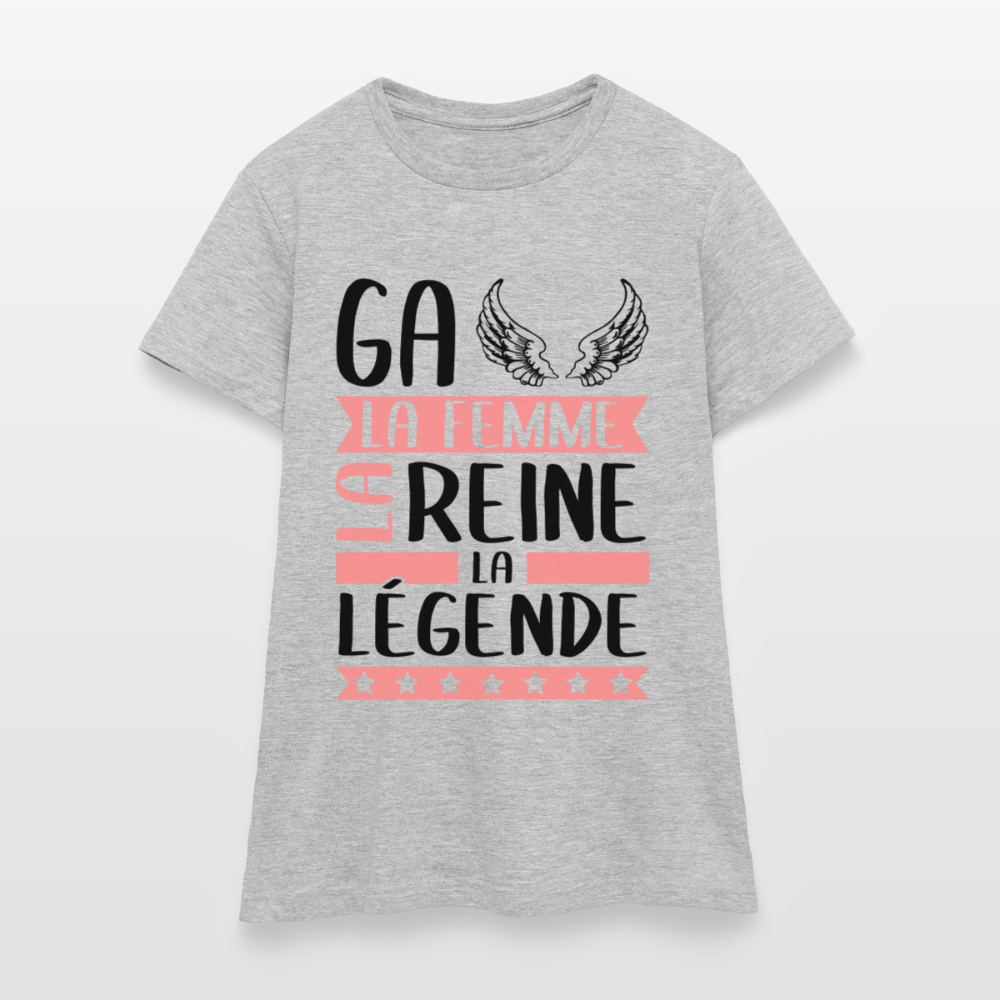 T-shirt femme coloris clair Gaëlle rébus – La femme, la reine, la légende - gris chiné