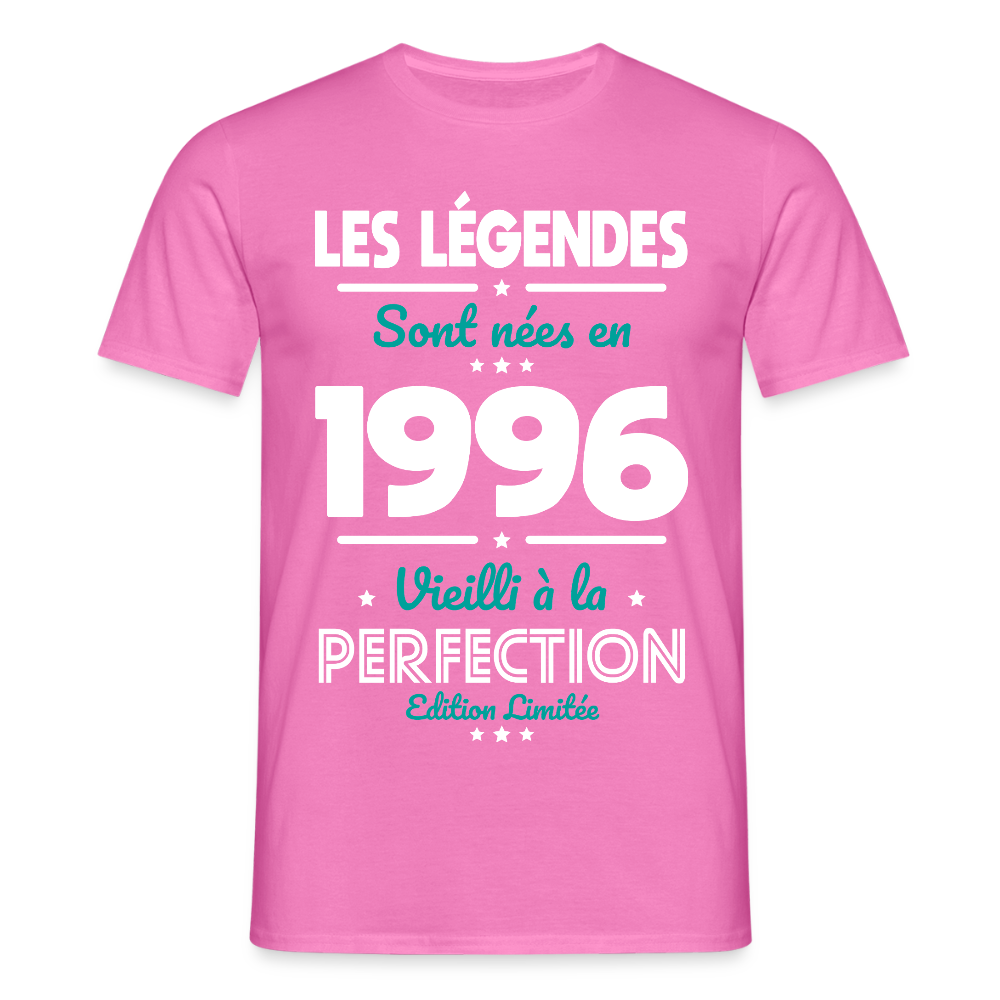 T-shirt anniversaire homme 30 ans – Les légendes sont nées en 1996 - rose