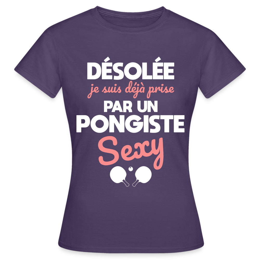 T-shirt Femme - Je suis prise par un pongiste sexy - violet foncé