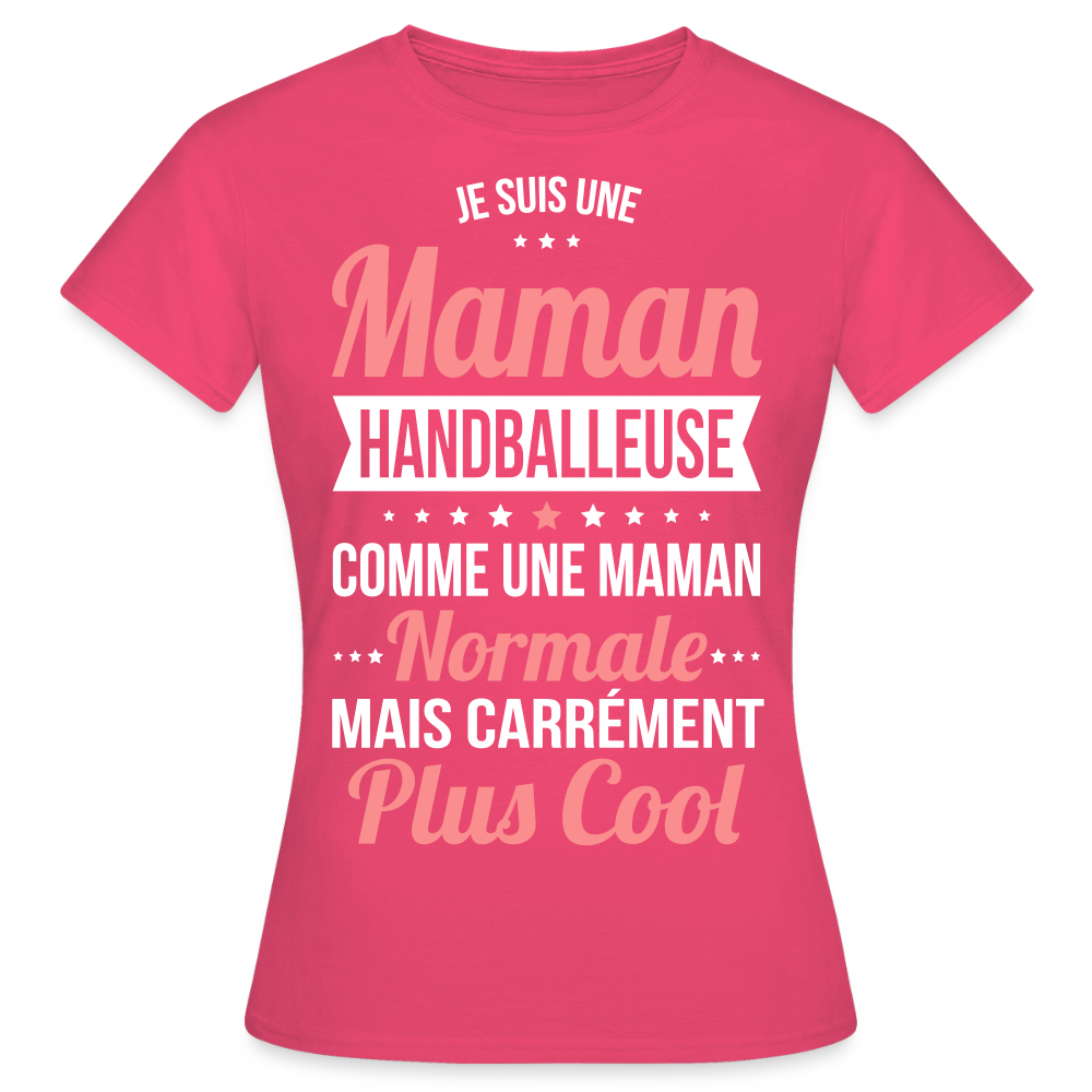 T-shirt Femme - Maman handballeuse plus cool - rose azalée