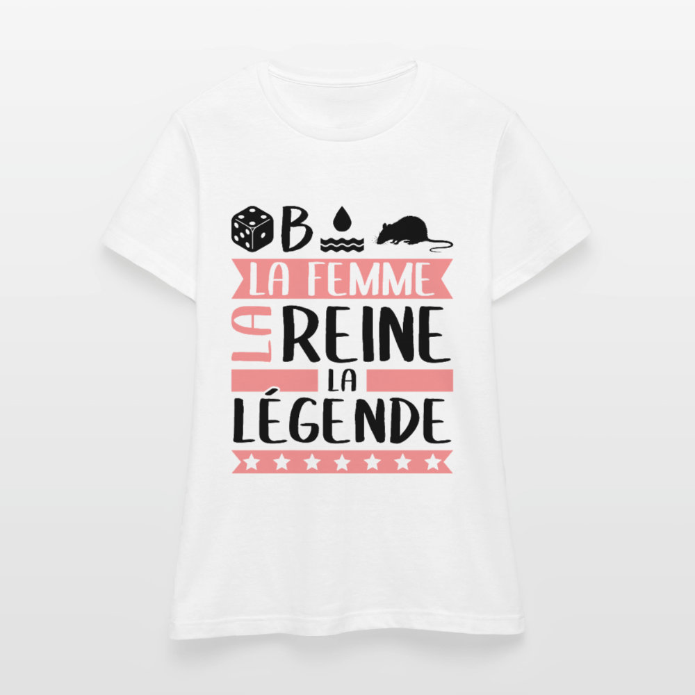 T-shirt femme coloris clair Déborah rébus – La femme, la reine, la légende - blanc