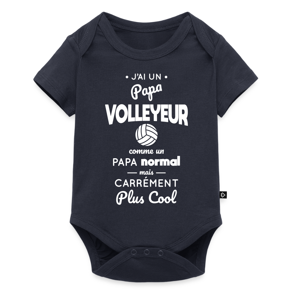 Body Bébé bio manches courtes - J'ai un papa volleyeur - bleu marine