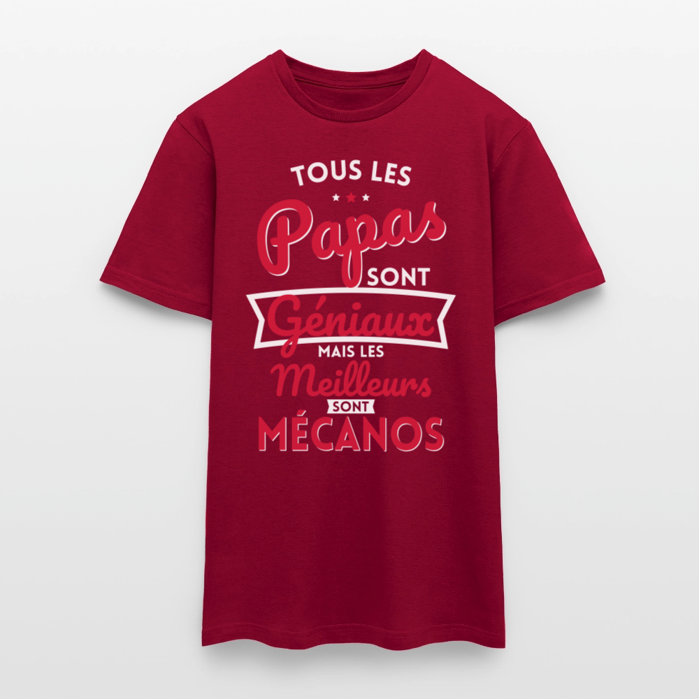 T-shirt Homme - Papas géniaux - Les meilleurs sont mécanos - rouge brique