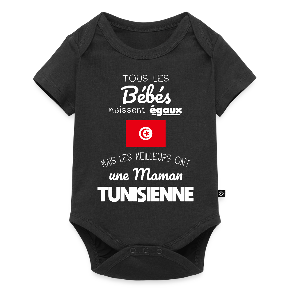 Body Bébé bio manches courtes - Les Meilleurs Ont Une Maman Tunisienne - noir