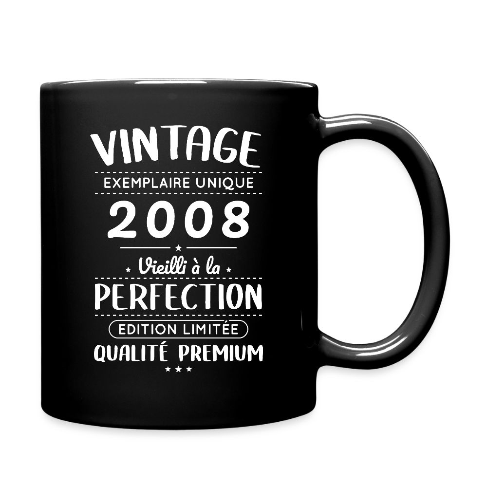 Mug anniversaire homme 18 ans – Vintage 2008 – Perfection - noir