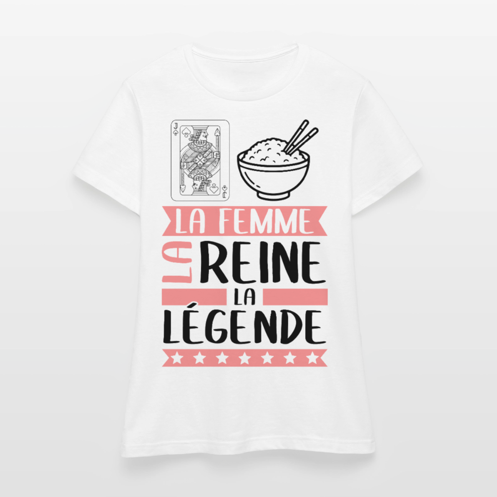 T-shirt femme coloris clair Valérie en rébus – La femme, la reine, la légende - blanc