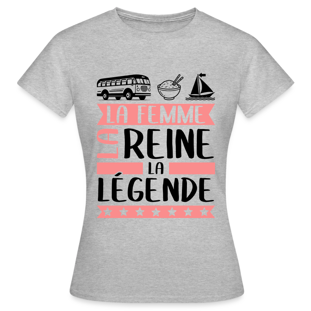 T-shirt femme coloris clair Karima rébus – La femme, la reine, la légende - gris chiné