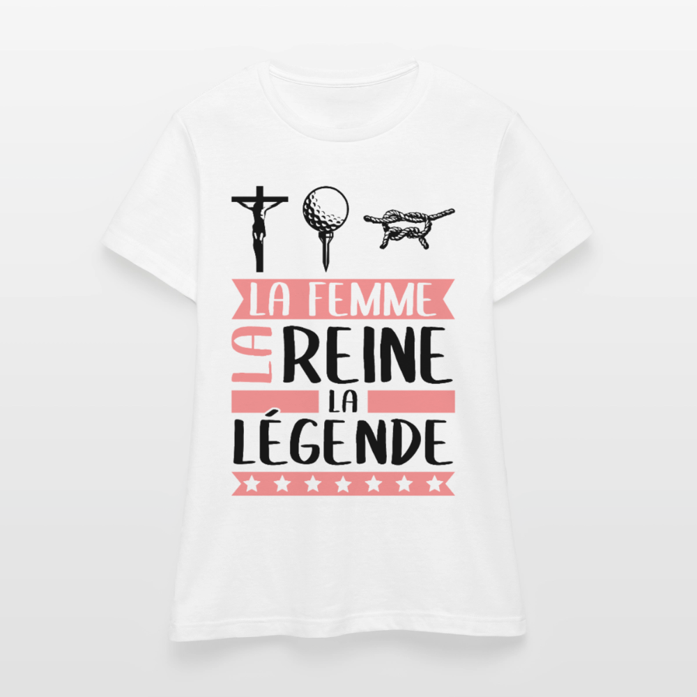 T-shirt femme coloris clair Christine en rébus – La femme, la reine, la légende - blanc