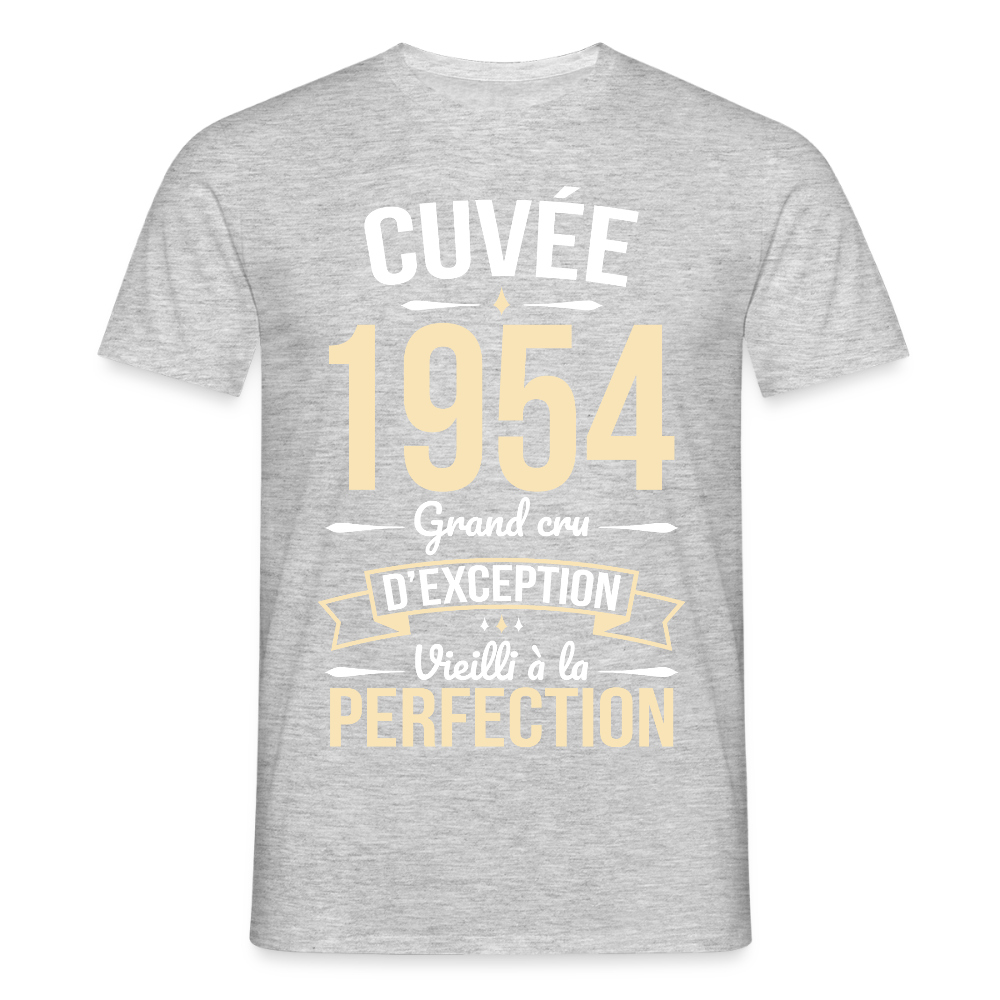 T-shirt Homme - Anniversaire 71 Ans - Cuvée 1954 - gris chiné