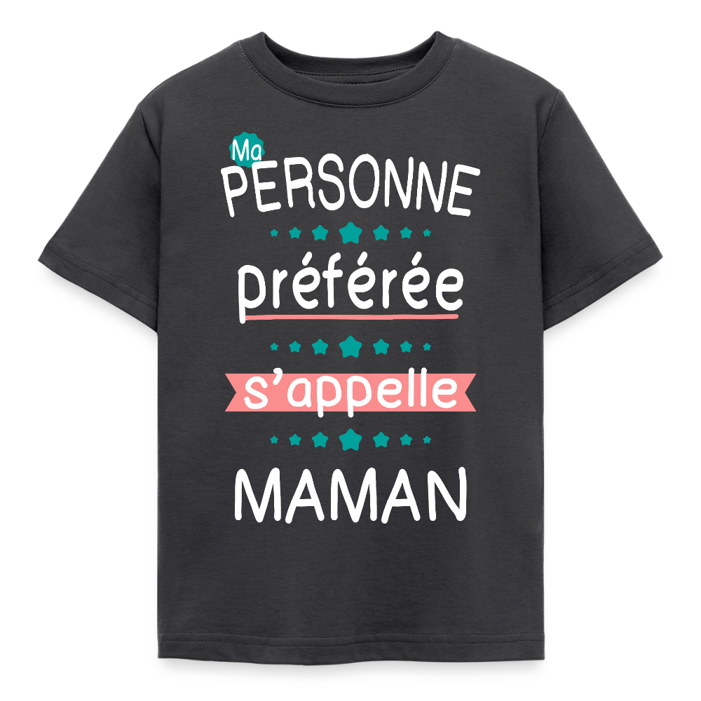 T-shirt enfant impression rose - Personne préférée Maman - charbon