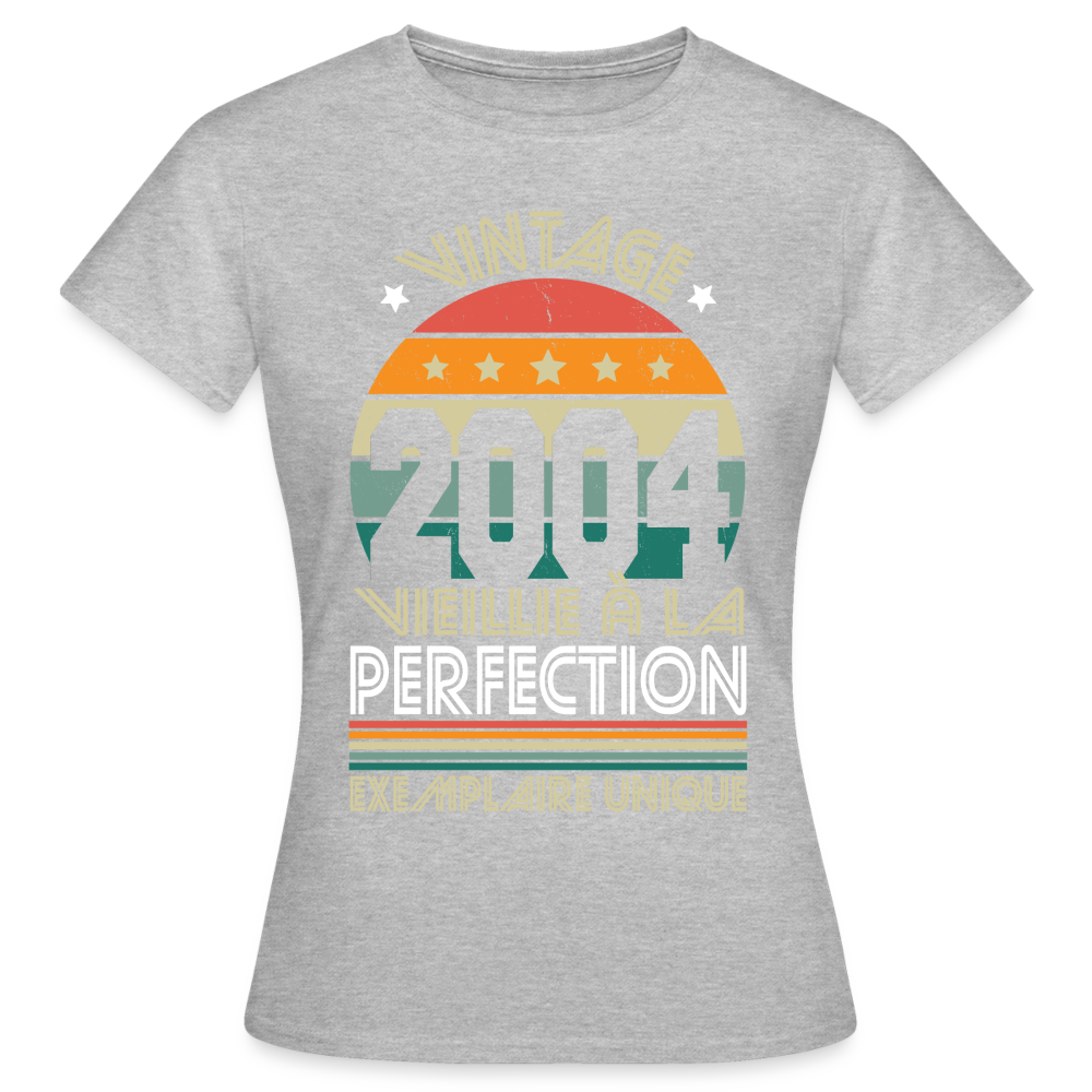 T-shirt Femme - Anniversaire 21 Ans - Vintage 2004 - gris chiné