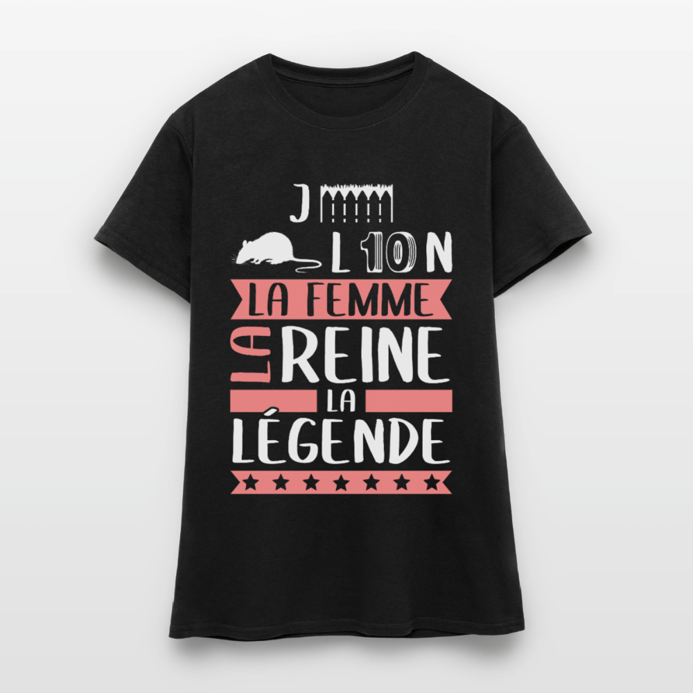 T-shirt femme Géraldine rébus – La femme, la reine, la légende - noir